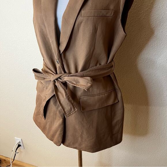 Everlane The Tencel khaki sleeveless blazer vest 10 - Picture 5 of 10